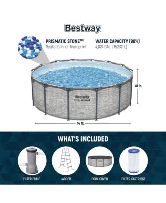 Steel Pro MAX 14'x48" Round Above Ground Swimming Pool with Pump & Cover