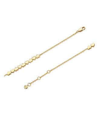 Sweet Heart Chain Bracelet in Gold Plated Sterling Silver, Adj 6.5/7.0/7.5 inch