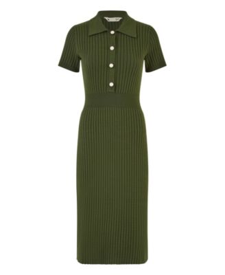 Women's Fitted Rib Knitted Midi Dress