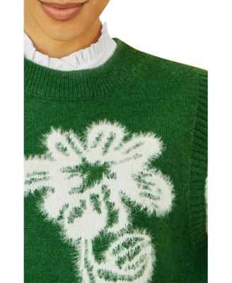 Women's Knitted Floral Sleeveless Sweater Vest