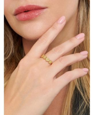 Daisy Flower Ring in Gold Plated Sterling Silver, Size 8