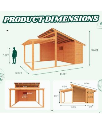 20' x 12.5' Outdoor Wooden Gazebo with Storage Room