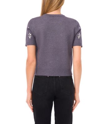 Women's Embellished Short Sleeves Sweater