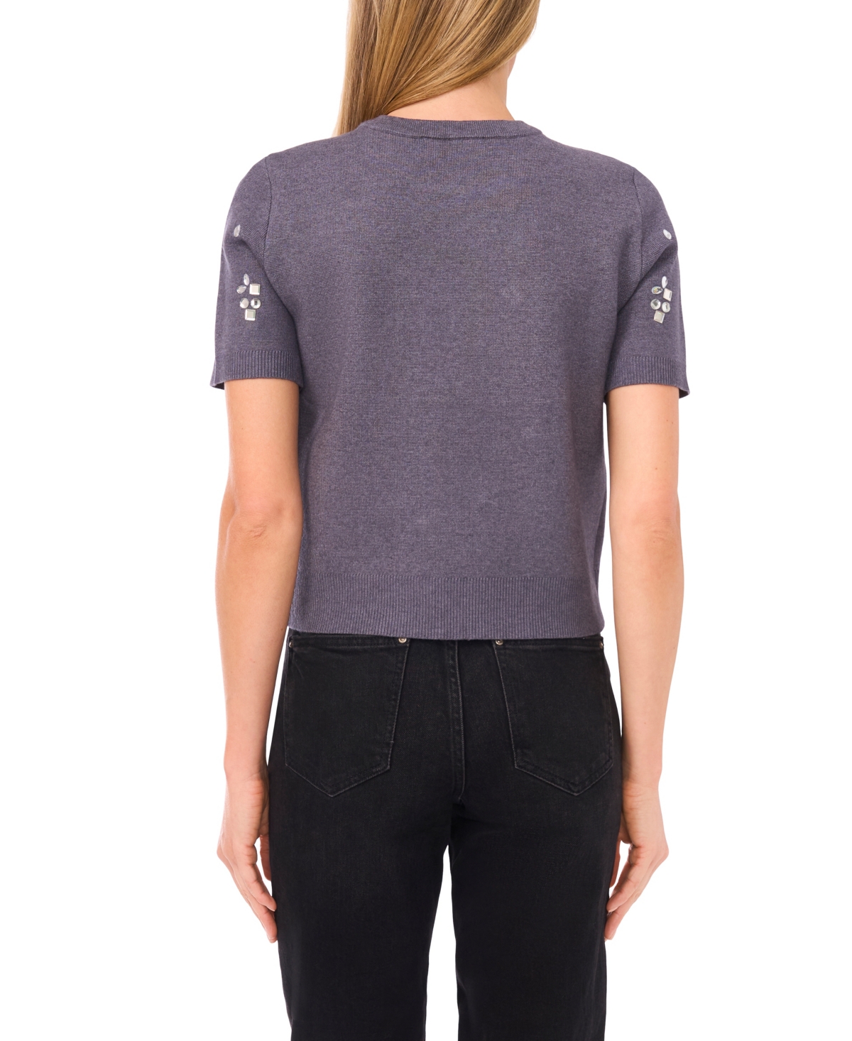 Cece Women's Embellished Short Sleeves Sweater In Pink