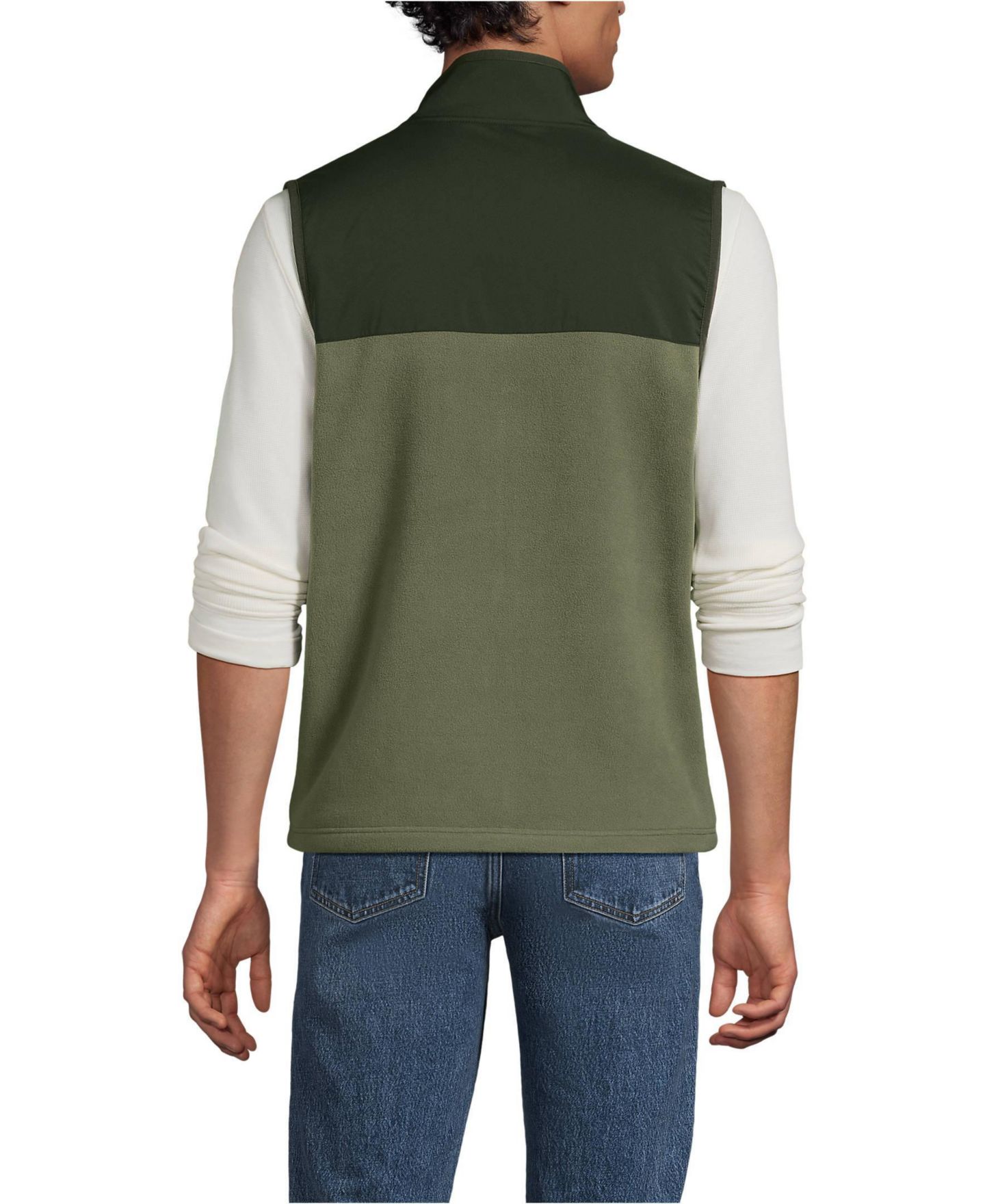 Мужской жилет Lands' End Anyweather RainDefense Fleece Vest, цвет: Каменный зелёный — фото 2