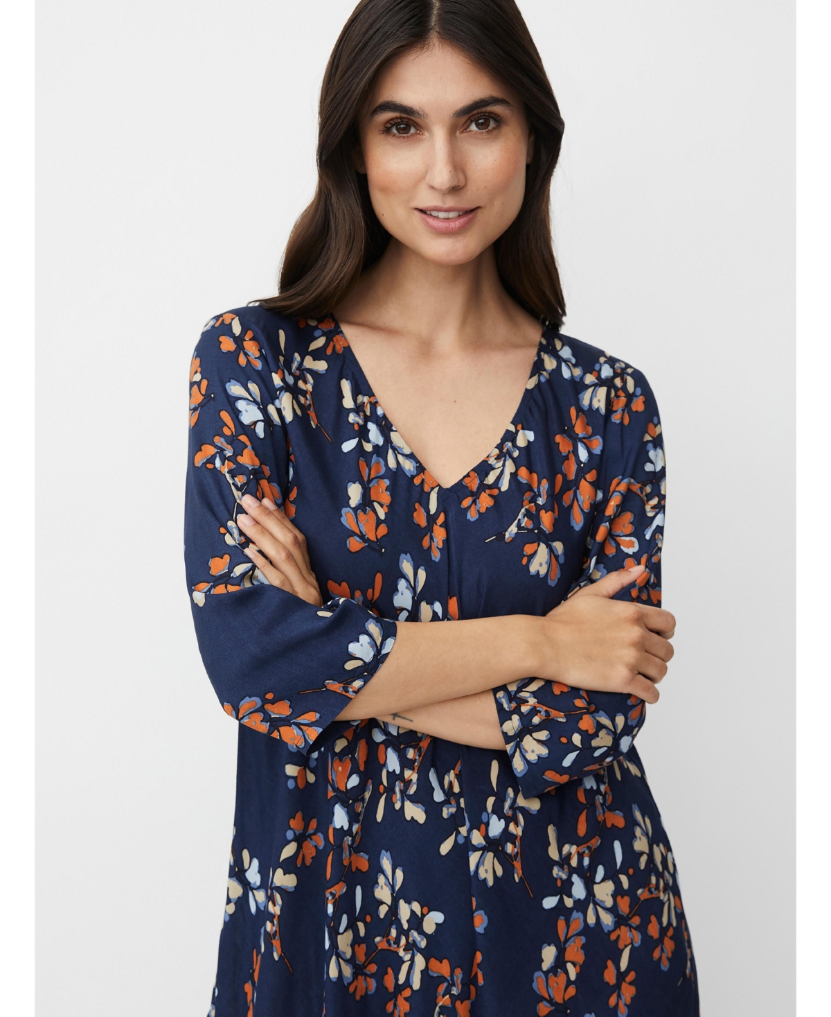 Masai Copenhagen Women's MaNorelle V-Neck 3/4 Sleeve Midi Dress