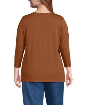 Plus Size 3/4 Sleeve Cotton Supima Tunic