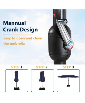 15 ft. Outdoor Rectangular Crank Market Umbrella Patio Umbrella