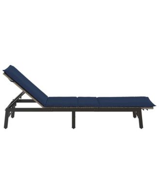 Sun Lounger Grey, Navy Blue PE rattan, Powder-coated steel Standard