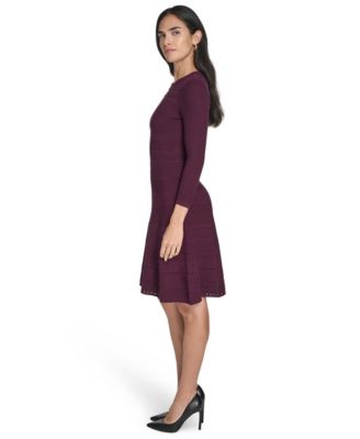 Women's Textured Ottoman Fit and Flare Dress