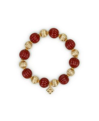 Patricia Nash - Scalloped Bead Matte Gold-Tone Stretch Bracelet