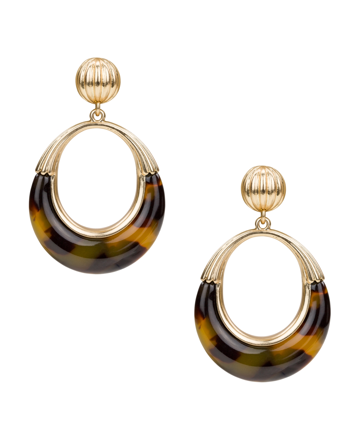 Patricia Nash Resin Tortoise Matte Gold-tone Doorknocker Earrings In Gold