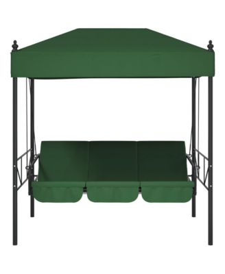 Garden Swing Bench Green Powder-Coated Steel Large