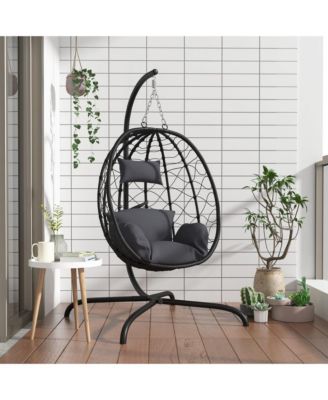 Hanging Egg Chair Anthracite Poly Rattan, Powder-Coated Steel