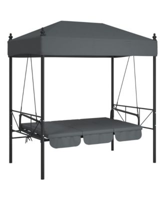 Garden Swing Bench Dark Grey Powder-Coated Steel, Polyester