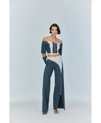 Monte Off Shoulder Denim Jacket - Chic Cropped Jean