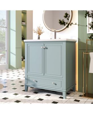 30" Bathroom Vanity with Sink Combo, Multi-Functional Cabinet with Doors and Drawer, Solid Frame and MDF Board