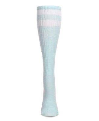 Women's Ribbed Rugby Athletic Stripe Knee High Socks