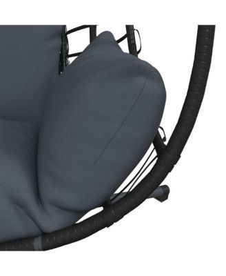 Hanging Egg Chair Anthracite Rattan Large Removable Covers