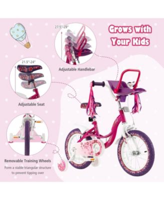 16 Inch Kids Bike with Doll Seat and Removable Training Wheels