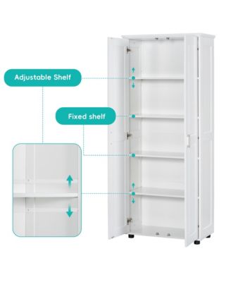 Storage Cabinet with Two Doors for Bathroom, Office, Adjustable Shelf, MDF Board