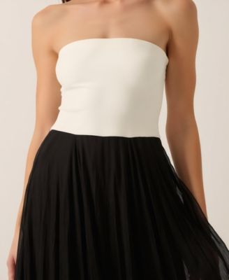 Women's Strapless Two-Tone Tulle Evening Gown