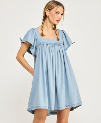 Women's Flutter-Sleeve Babydoll Dress