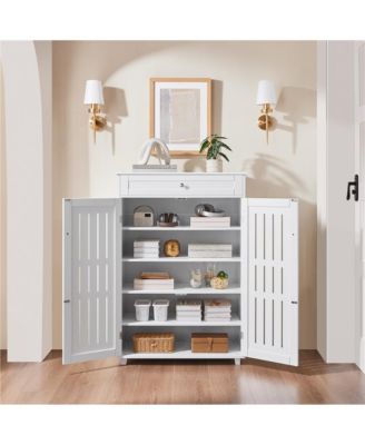 5-Tier Shoe Storage Cabinet with Drawer and Adjustable Shelves