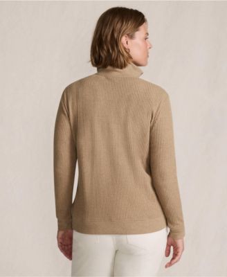 Plus Size Long Sleeve Waffle Quarter Zip Pullover