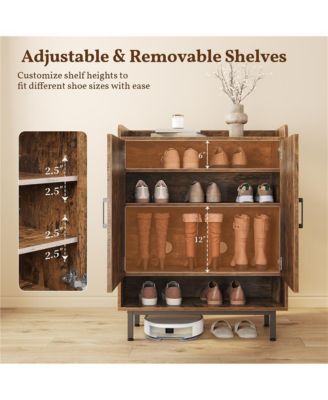 Country Style  5-Tier Shoe Cabinet with Barn-Inspired Doors Rustic Brown