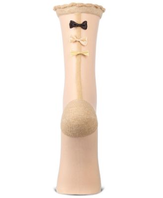 Women's Triple Bow Back Sheer Crew Socks