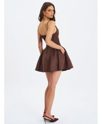 Women's Raisa Mahogany Suede Ruched Mini Dress
