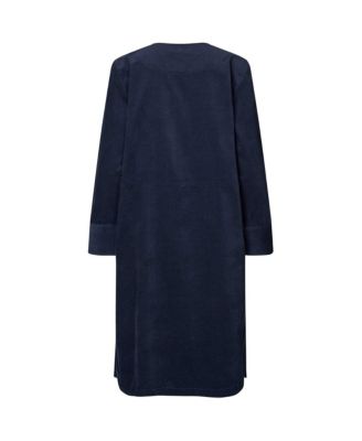 Women's Long Sleeve Crew Neck Zip Midi Dress