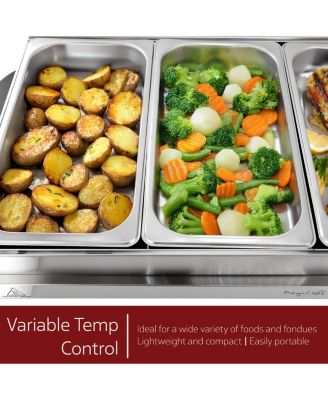 Buffet Server & Food Warmer With 4 Removable Sectional Trays , Heated Warming Tray and Removable Tray Frame