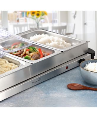 Buffet Server & Food Warmer With 5 Removable Sectional Trays , Heated Warming Tray and Removable Tray Frame