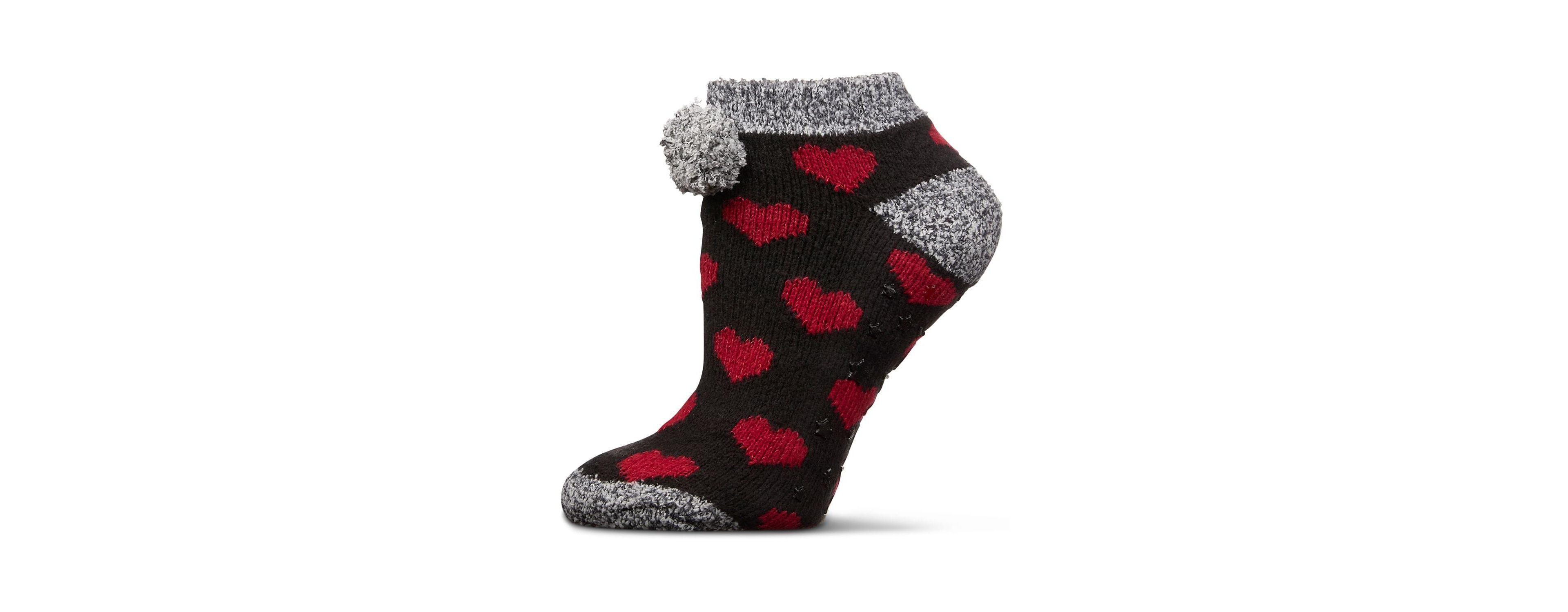 MeMoi Women's Color Hearts Buttersoft Plush Lined Low Cut Socks