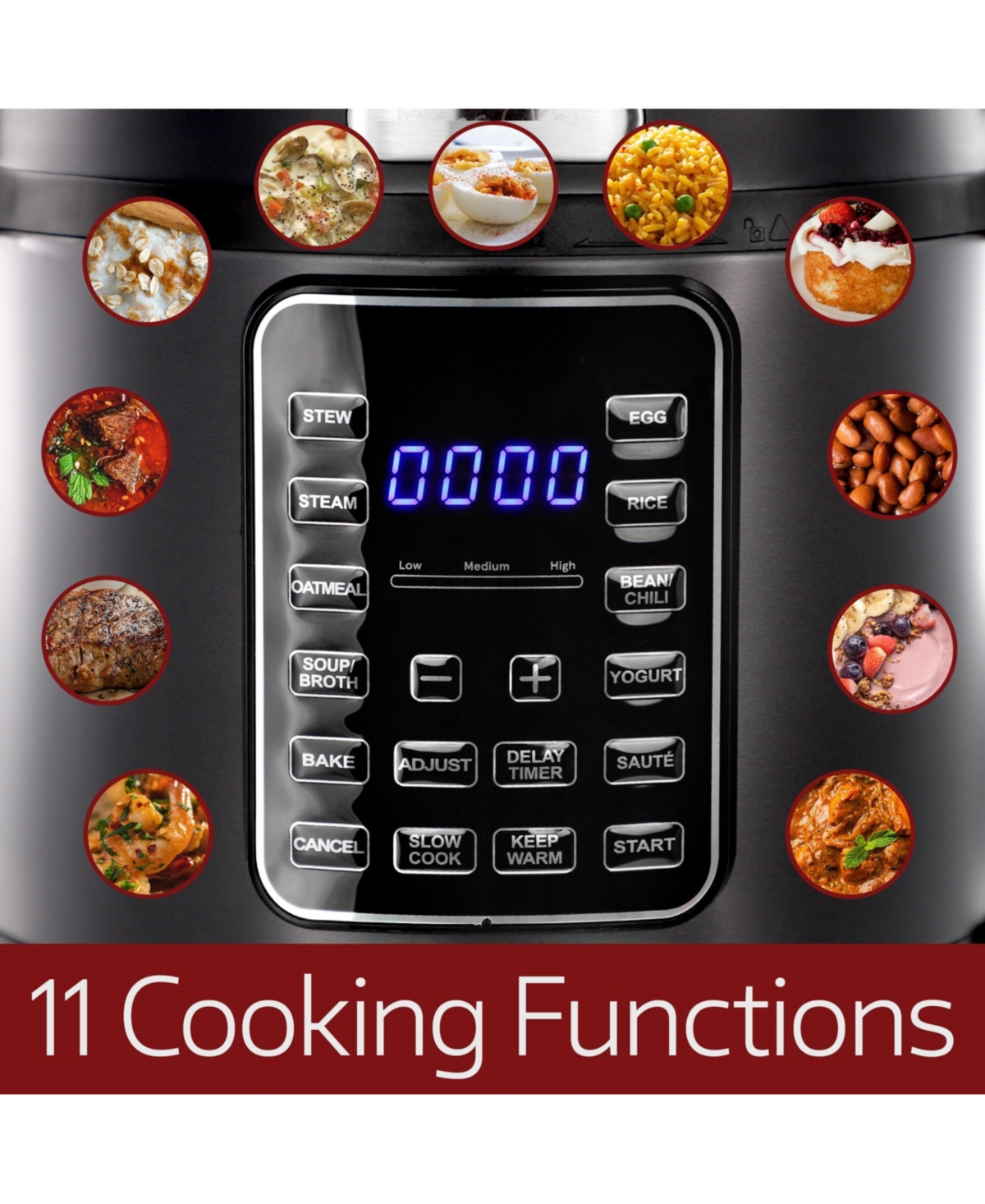 MegaChef 6 Quart 11-in-1 Electric Pressure Cooker, Multi-Cooker with Stainless Steel Crock