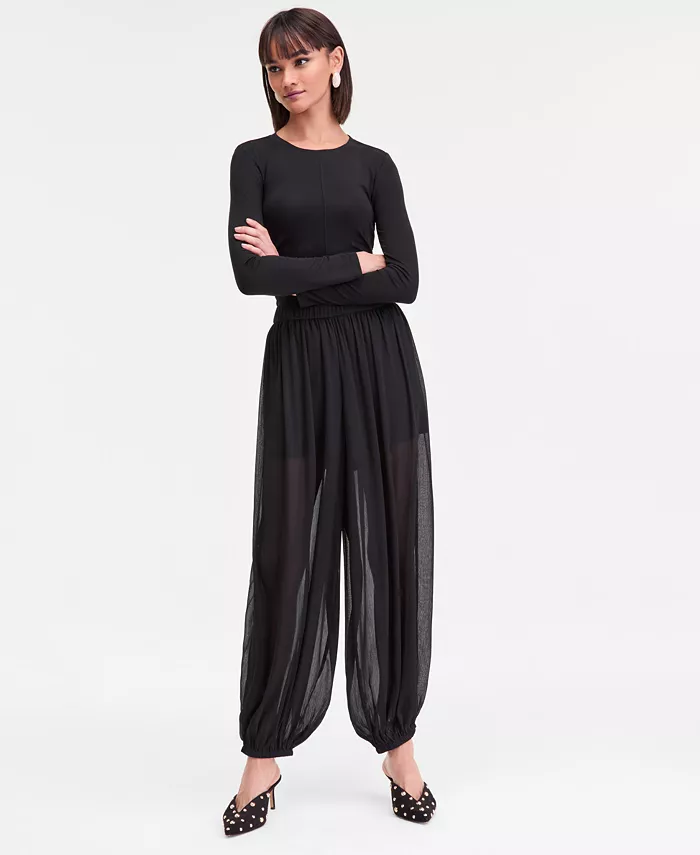 Women's Pull-On Crinkle-Chiffon Balloon Pants - thumbnail 3