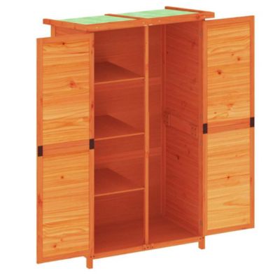 Garden Tool Shed Brown Solid Pine Wood, Plywood Medium