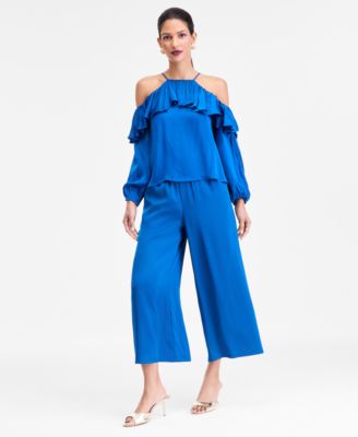 Women's Cold-Shoulder Long-Sleeve Ruffle Blouse, Macy's Exclusive