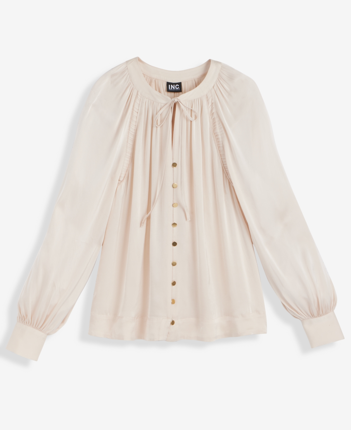 I.n.c. International Concepts Women's Tie-Neck Puff-Sleeve Blouse, Macy's Exclusive