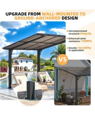 8' x 8' Gazebo for Patio, Freestanding Lean to Hard Top Gazebo Carport Shelter