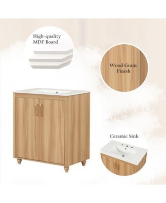 30" Bathroom Vanity with Sink Combo, Multi-Functional Cabinet with Doors and Drawer, MDF Board