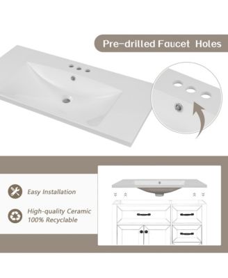 36" Bathroom Vanity with Sink Combo, Cabinet with Drawers, Solid Frame and MDF Board