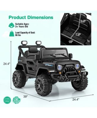 12V Kids Ride On Truck Car with Remote Control, Threaded Wheels, and 3 Speeds