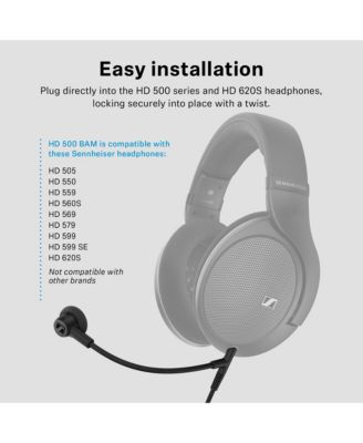 HD 500 BAM Boom Arm Microphone for HD 500 Series/620S  with  Noise-Reducing Condenser Add-On Mic with High-Quality Audio Headphones