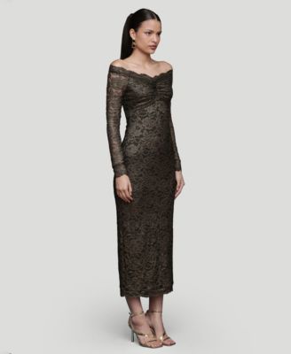 Women's Off-The-Shoulder Stretch Midi Dress