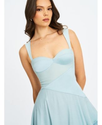 Women's Yaffa Baby Blue Asymmetrical Mini Dress