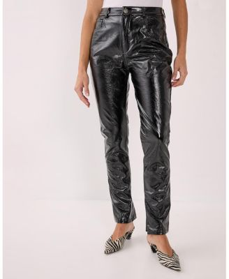 Women's Distressed High Waisted Vinyl Pants