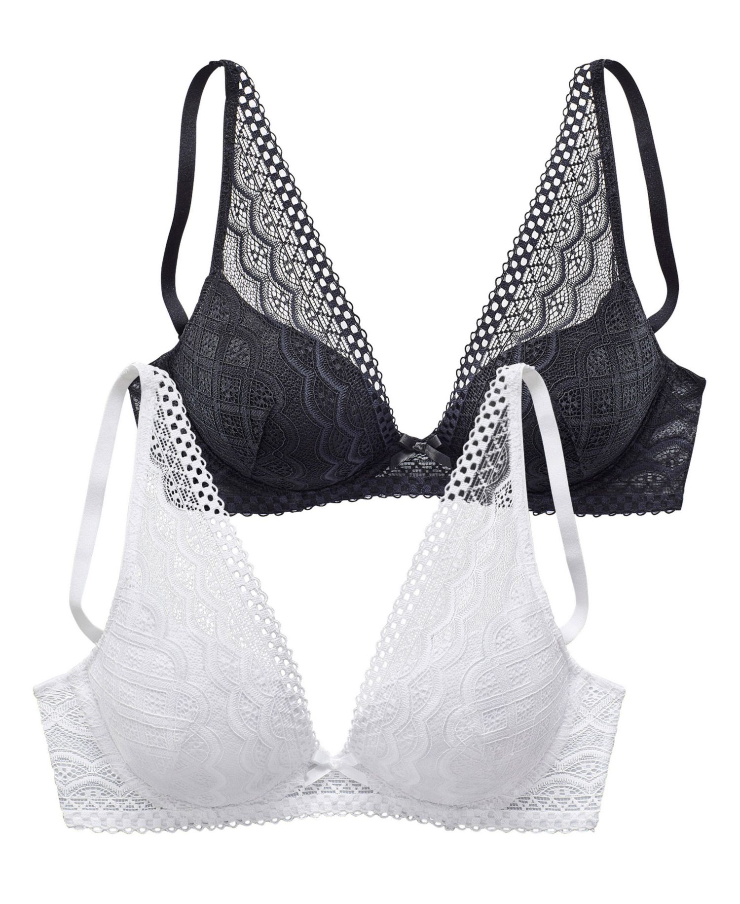 Women's 2-Pack Lace Underwire Push-Up Padded Push-Up Bra